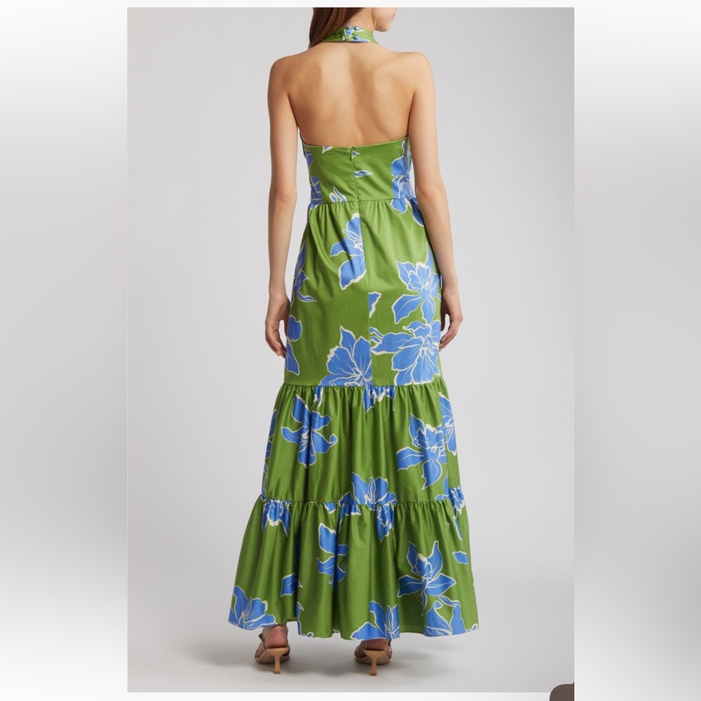 NWT Hutch Floral Stretch Cotton Halter Maxi Dress Size 16W - Picture 2 of 9